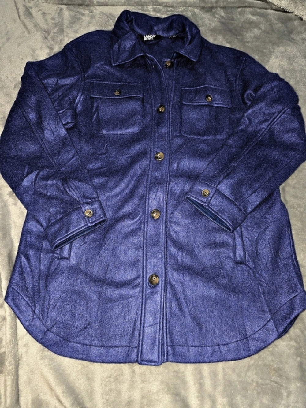 Lands' End Women'Small Anyweather Fleece Shirt Jacket Blue Utility Jacket Size